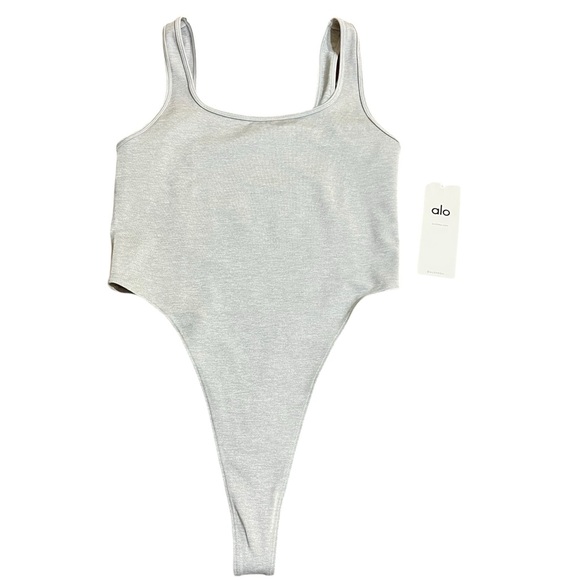 Alo Airbrush Hotshot Bodysuit Size Large New High Cut Square Neck Stretch - Picture 2 of 9